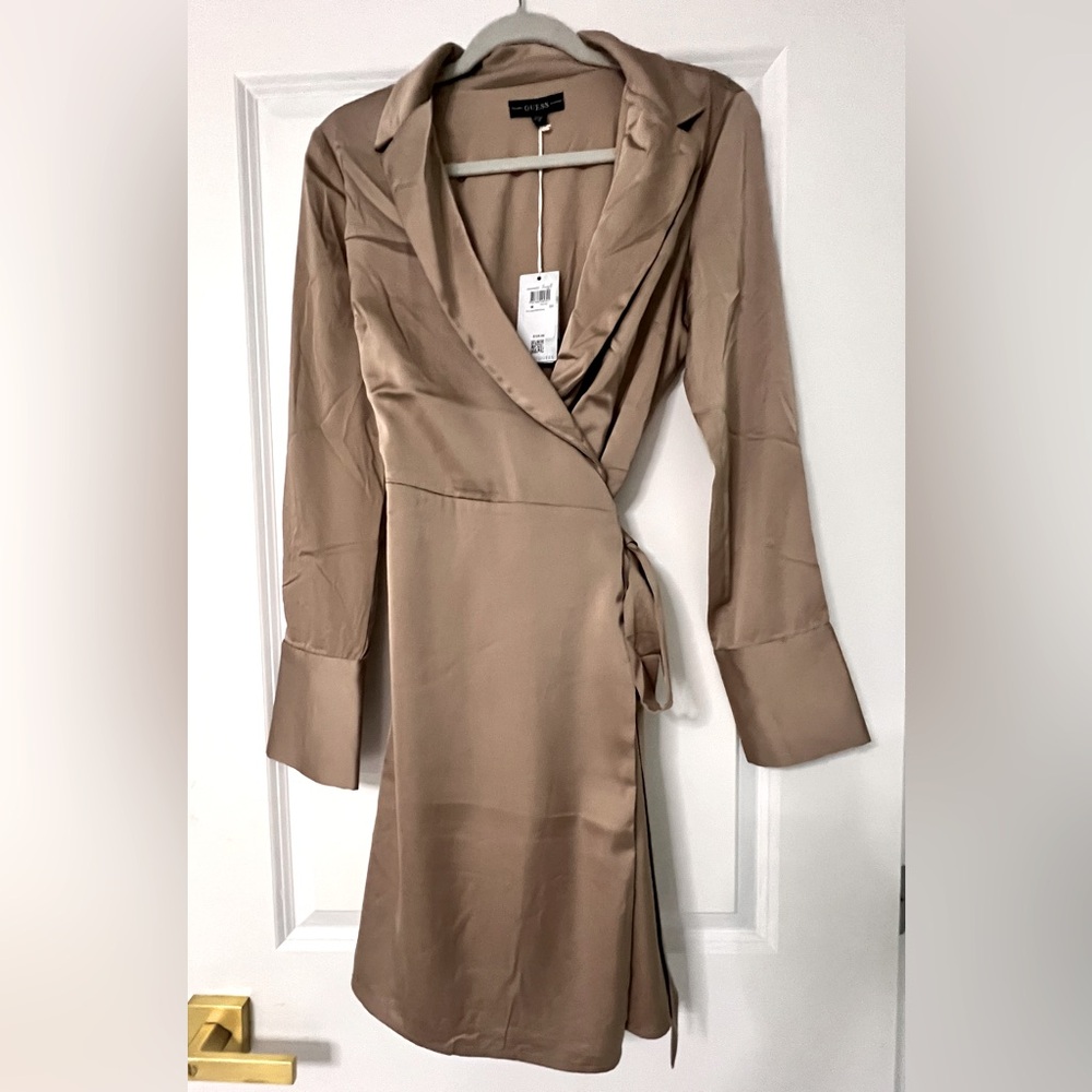 BNWT GUESS Champagne Wrap Dress with Button Detail